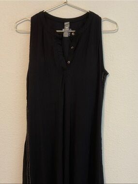 SheBird Built In Bra Swing Dress Pockets Black with Contrasting Stitching S/M